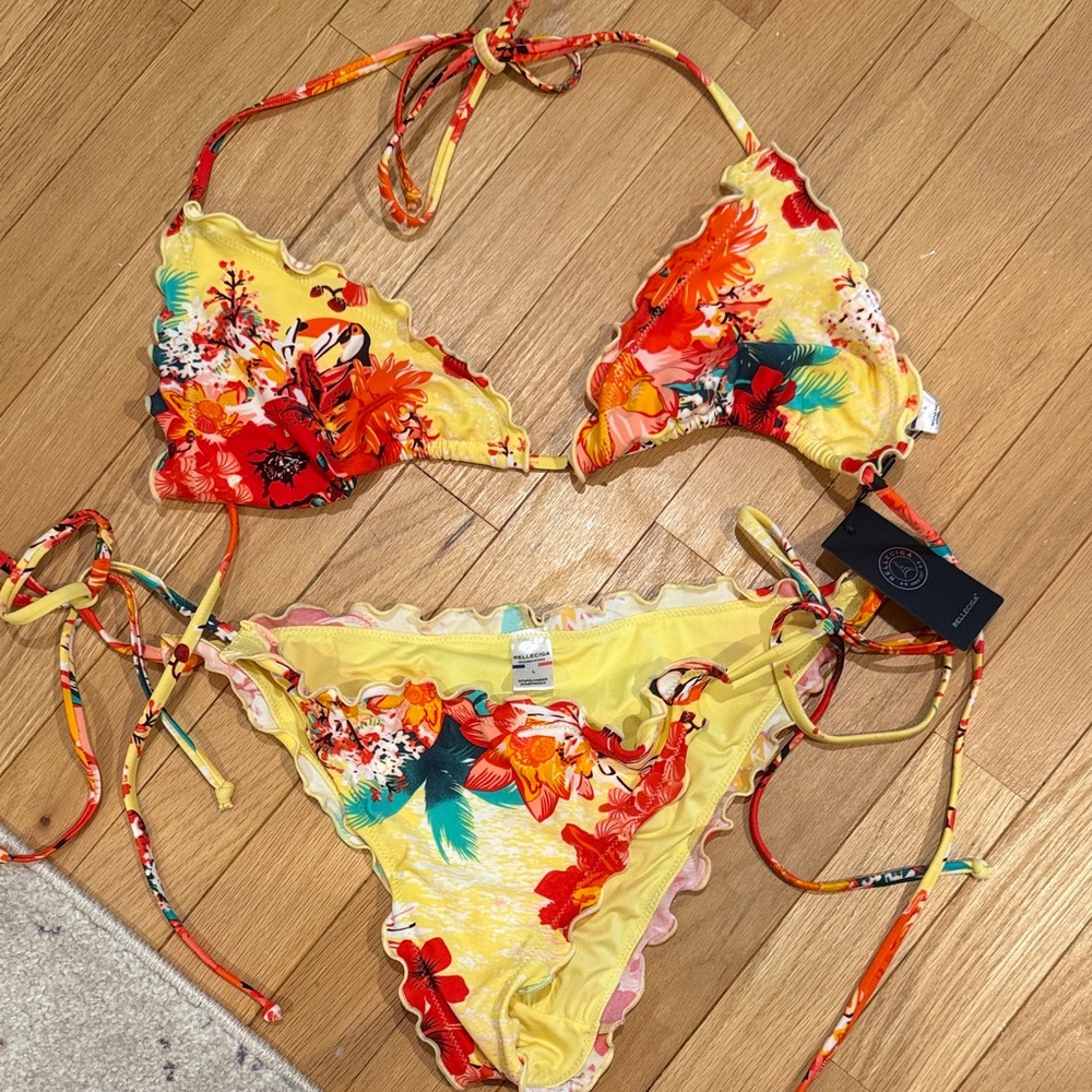Relleciga Floral Yellow Bikini Set NWT